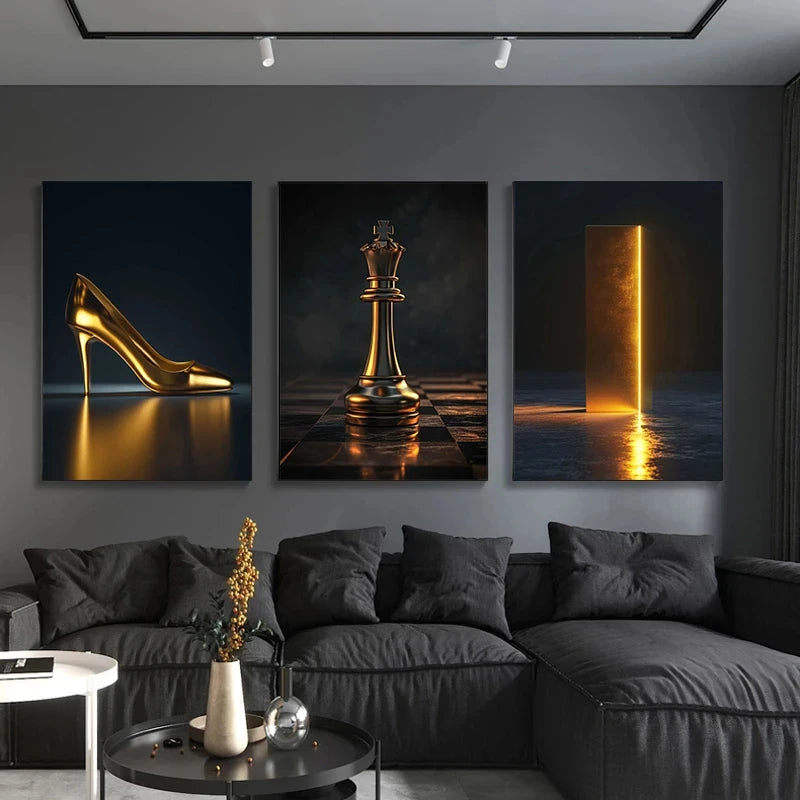 Trendy Techify's Canvas Tavlor - 3D Tavlor i Guldfärg
