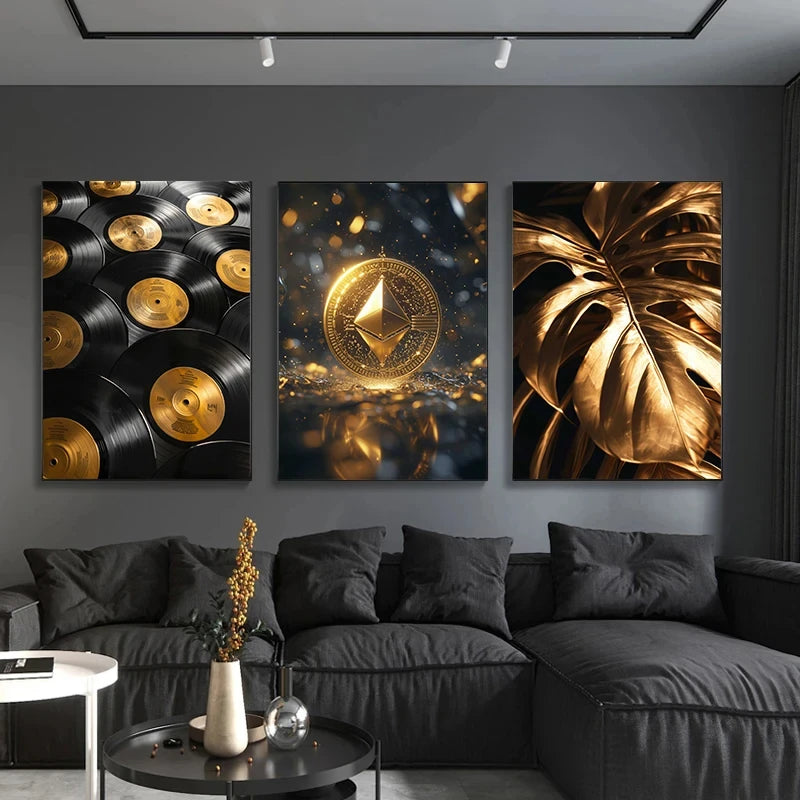 Trendy Techify's Canvas Tavlor - 3D Tavlor i Guldfärg