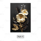 Trendy Techify's Canvas Tavlor - Blommor & Löv i Färgerna Svart & Guld