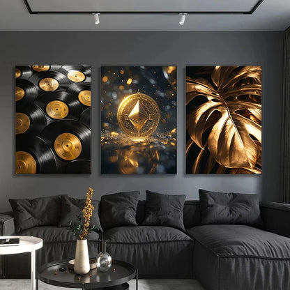 Trendy Techify's Canvas Tavlor - 3D Tavlor i Guldfärg